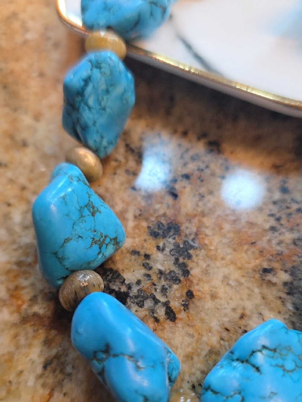 Handmade Turquoise Nugget Strand Necklace - Picture 2 of 4